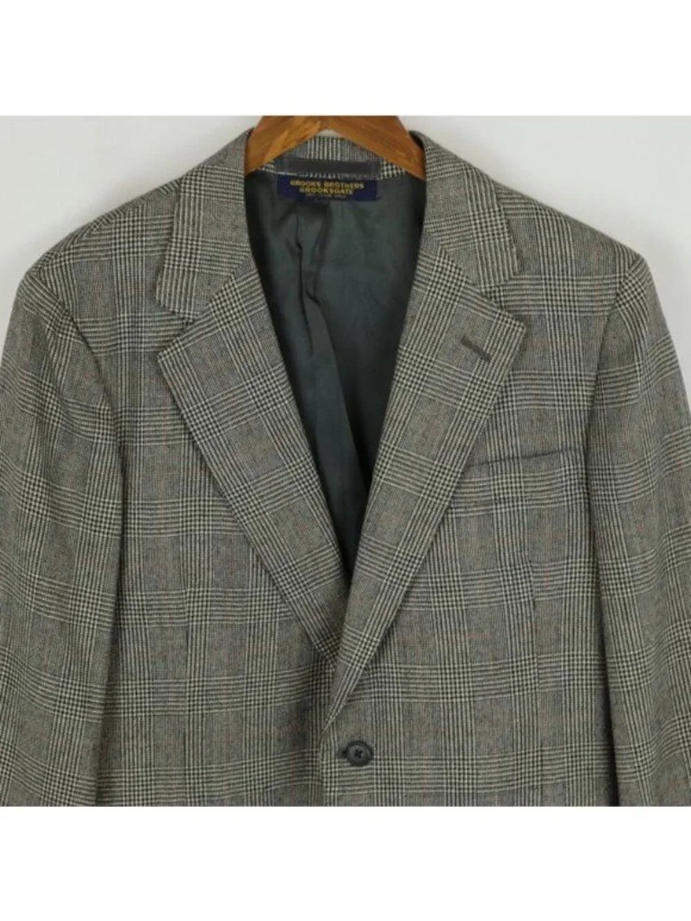 Brooks Brothers BrooksGate Men's 39R Gray Prince of Wales Plaid Wool Jacket